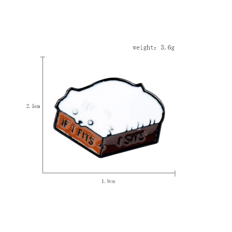 cute Cat brooch Lovely Lazy In Box IF I FITS SITS Hard Enamel Cartoon Animal Brooches Lapel badges Pins | Украшения и аксессуары