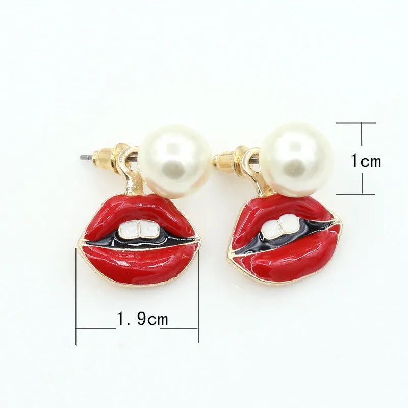 Женские Асимметричные сережки-гвоздики ZCHLGR Hyperbole с синей эмалью и красным носком