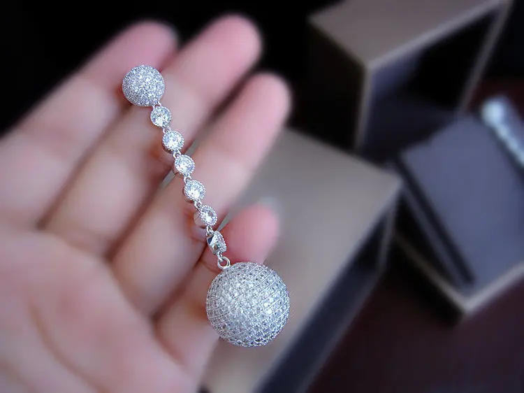 Роскошные дискотечные серьги в форме микро паве с фианитами класса ААА длинные