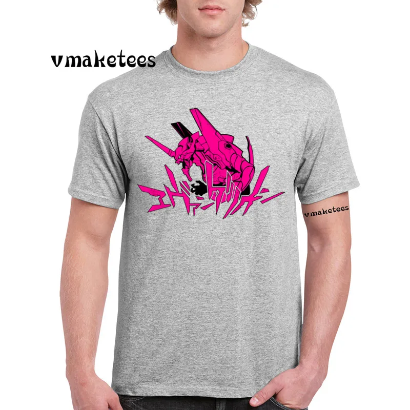 Аниме футболка с коротким рукавом o-образным вырезом атака ангел EVA 01 02 неоновый