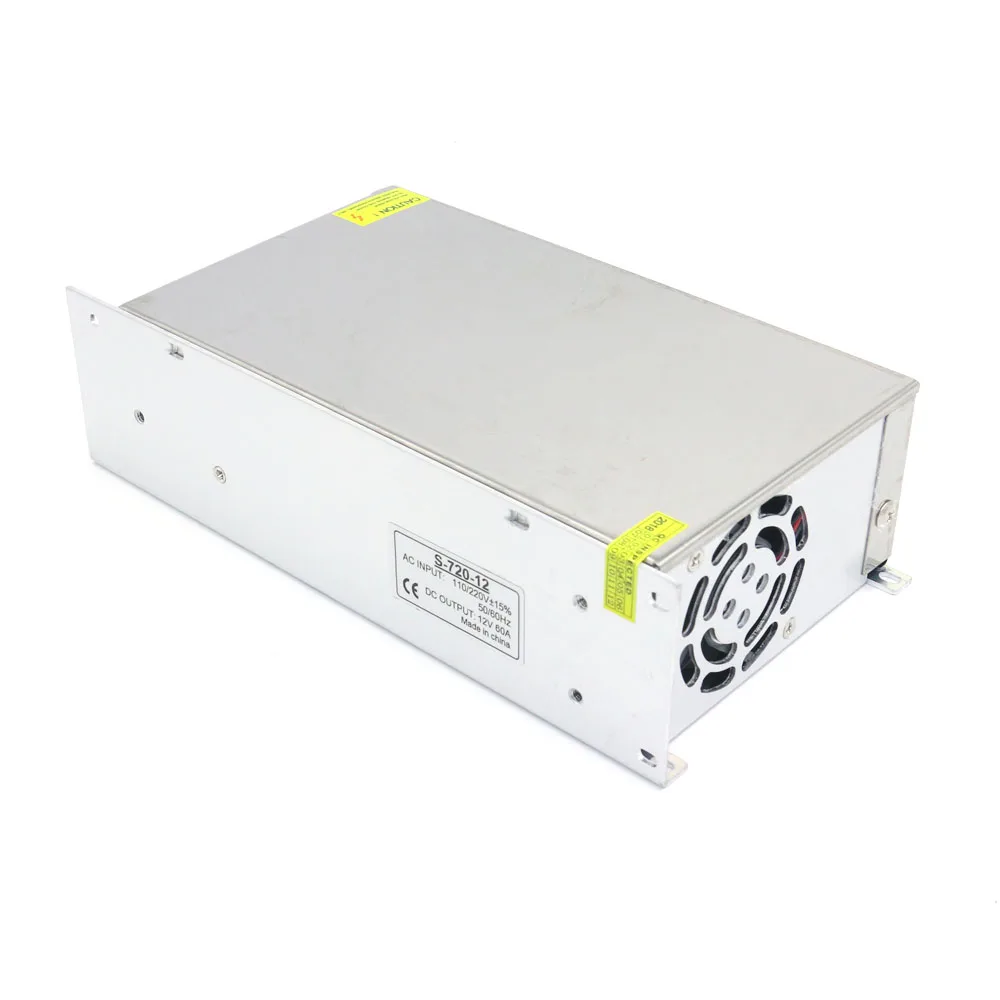 Полный тест на сжигание нагрузки AC 110V 115V 220V 230V к DC 12V 60A 720W импульсный источник