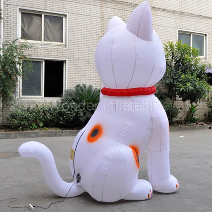 Продвижение на заказ белый гигантский надувной счастливый кот Кот Фортуны для