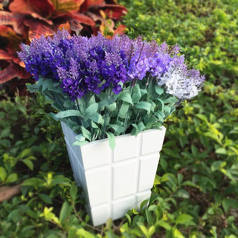 

New 2pcs Lavender white/purple Silk Lavender 35cm Artificial Flowers Never withered flowers for wedding party home decoration