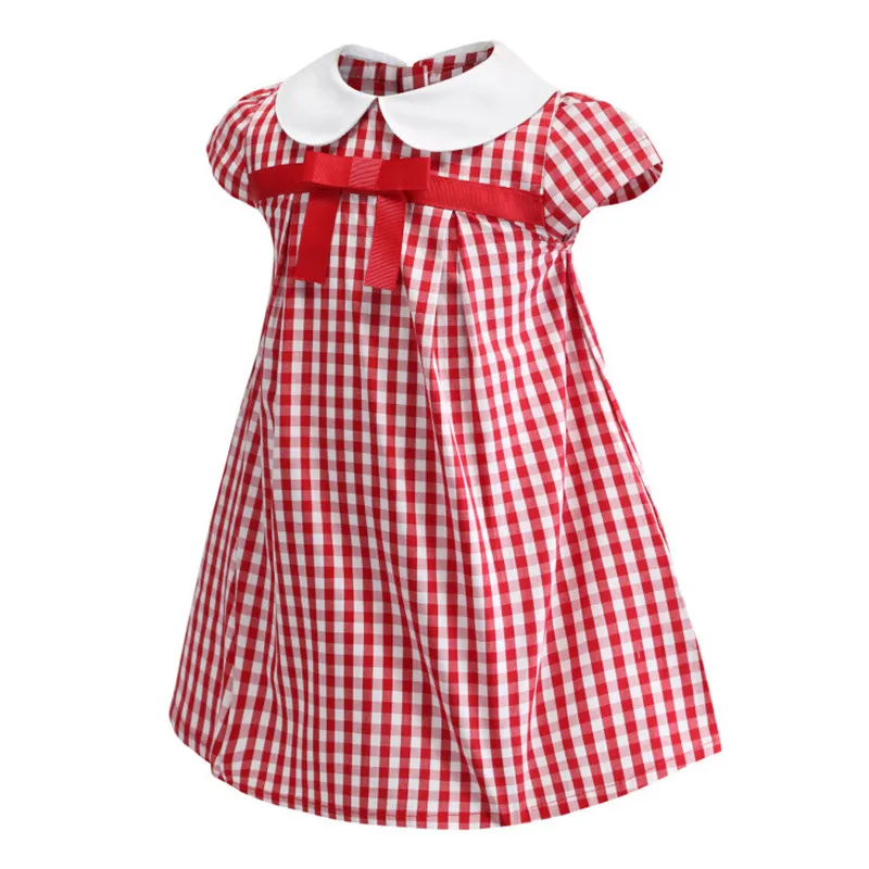 2021 весенне-летние платья для детей девочек в клетку с галстуком-бабочкой Одежда