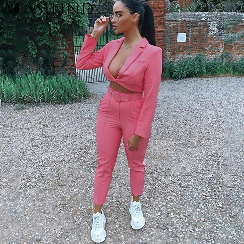 Осенний комплект из двух предметов AOSSILIND женские костюмы блейзер с длинным