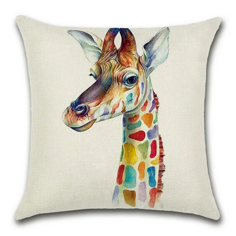 Льняная наволочка с 3D принтом животных Двусторонняя Подушка наволочки рисунками