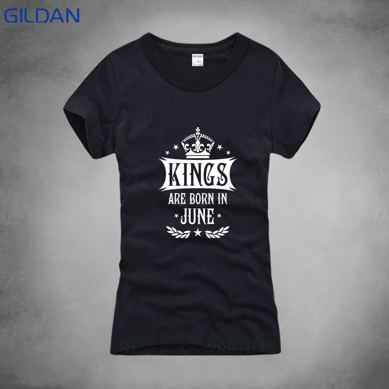 Черная футболка женская с коротким рукавом Kings Are Born In June King Happy Birthday забавная 100% 2018