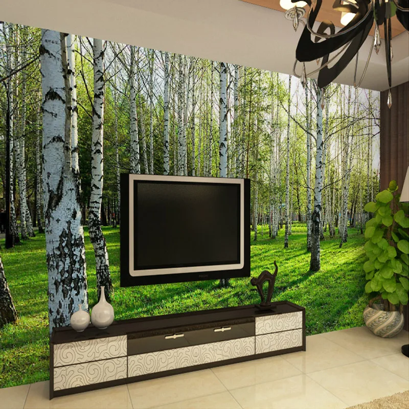 

Custom Mural Wall Papers Birch Forest Natural Landscape Photo Wallpaper Restaurant Living Room Bedroom Interior Decor Panel Wall