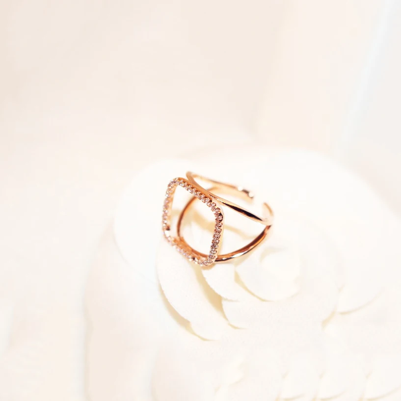 Zirconia Rings For Women Gold Rose Color Double Opening Super Flash Female Retention Plated Jewelryrings | Украшения и аксессуары