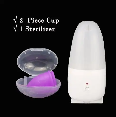 1 Lot 1 SterilizerPP Набор из 2 предметов, женские гигиенические чашки, менструальные чашки, многоразовые,, медицинский силикон, для женщин, для менструации - Цвет: 1 Lot 1 SterilizerPP