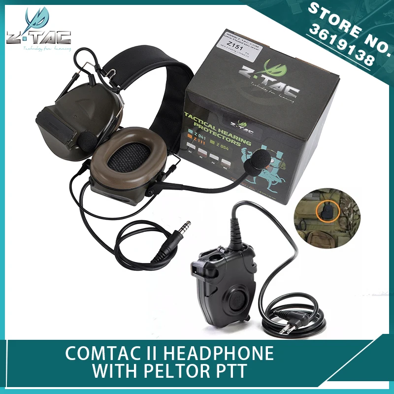 Z-Tactical Z-TAC Softair Comtac II Peltor Наушники Без функции шумоподавления с PTT Push To Talk гарнитура адаптер