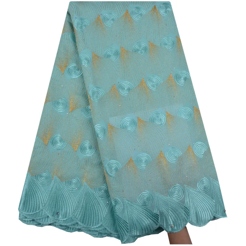 

Embroidered Nigerian French Net Lace Fabric With Stones African Lace Fabric A1246