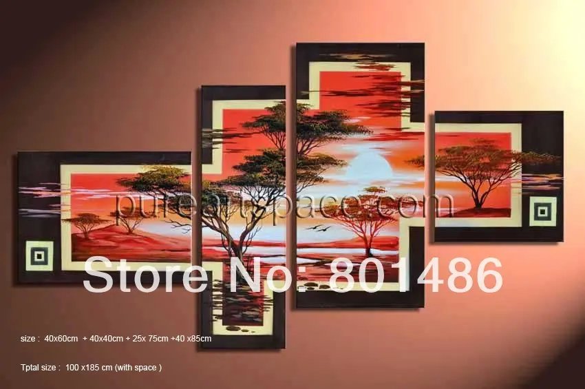 Красивые солнцезащитные деревья ручная роспись пейзаж Масляные картины на