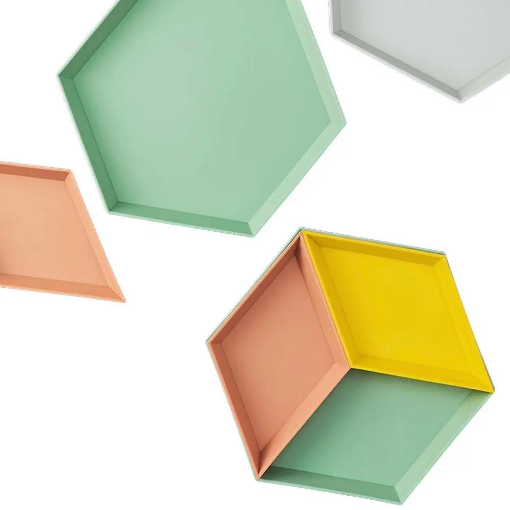 

4PCS Innovative Color Geometric Storage Tray Removable Fruit Plastic Combination Desktop Storage Tray Detachable Fruit Plate