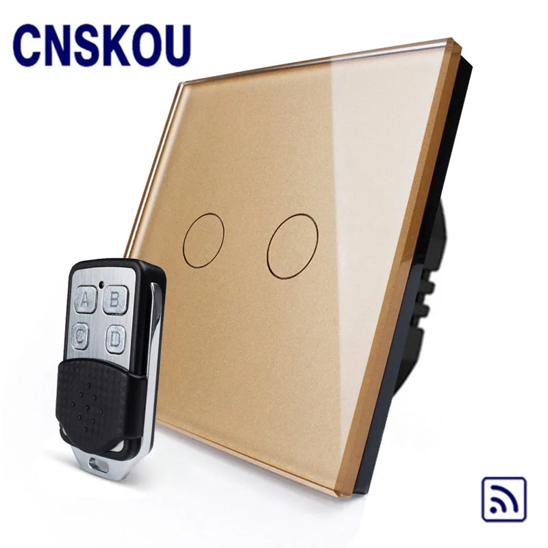 CNSKOU ЕС Стандартный 2 банды 1 способ AC220 ~ 250 В Стекло Панель Подсветка 433 мГц