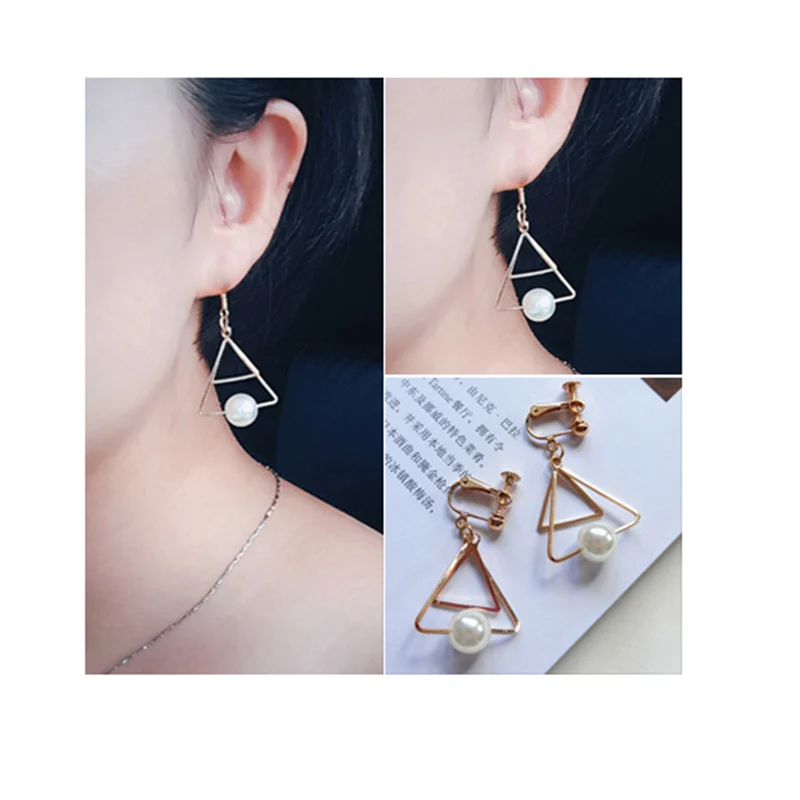 Корейский стиль имитация жемчуга деревянный меховой шар в форме сердца клипсы