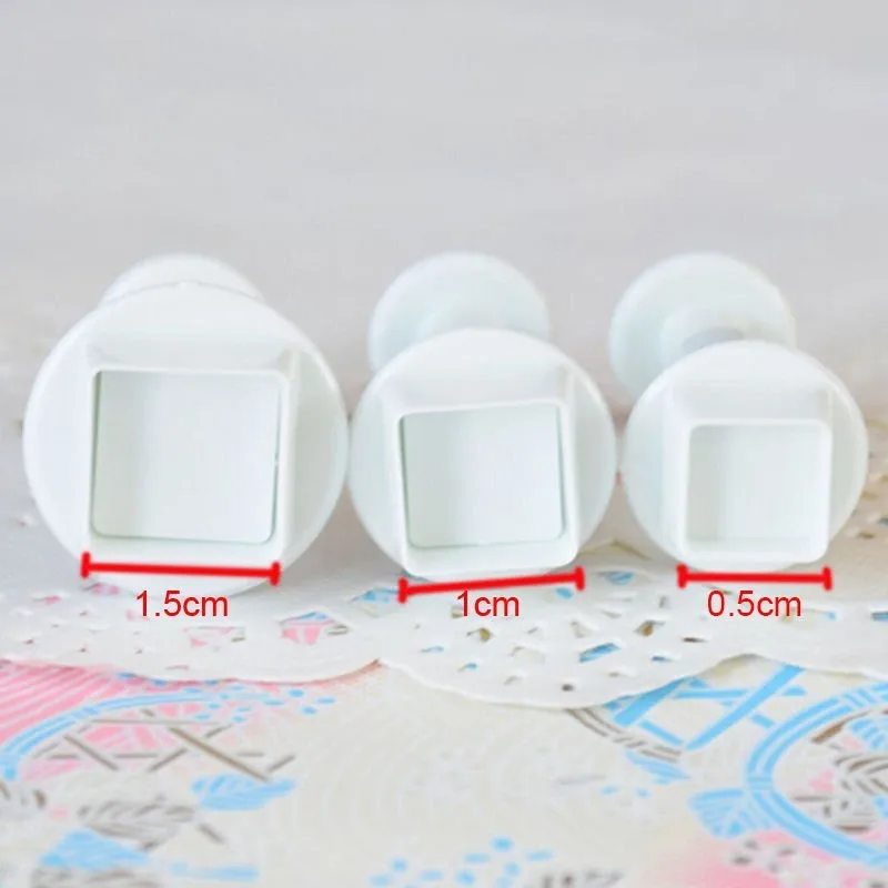 3PCS/Set Lovely Square Plunger Cutter Mold Fondant Cake Decorating Kitchen Tool | Дом и сад