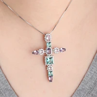 lucky female cross crystal pendants shiny zirconia choker necklaces fashion jewelry necklace for women gifts