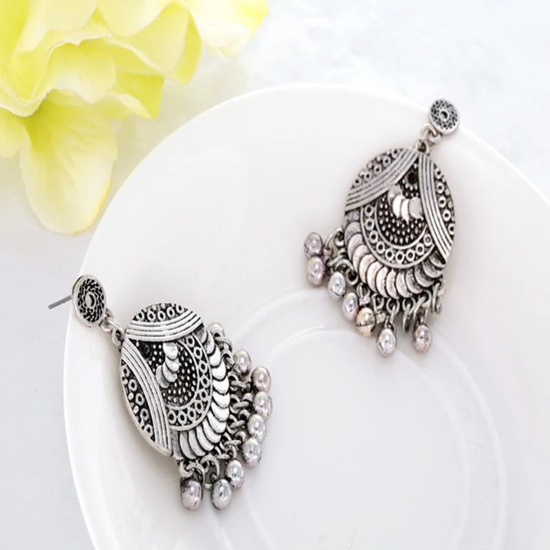 Женские винтажные серьги-пусеты Boho с кристаллами серебристого цвета для свадьбы