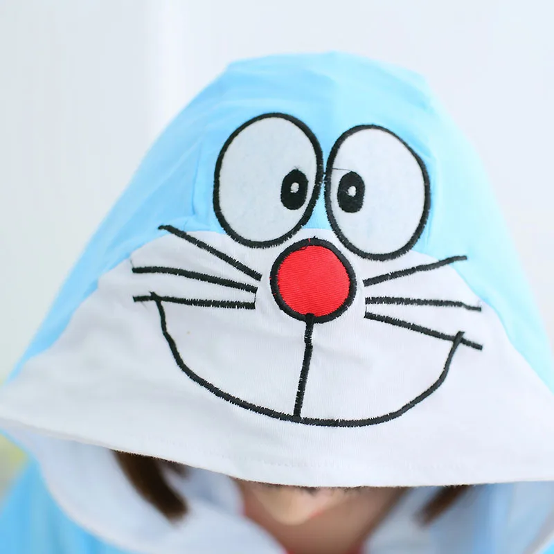 Синий Doraemon летний костюм комбинезон толстовка с коротким рукавом для взрослых