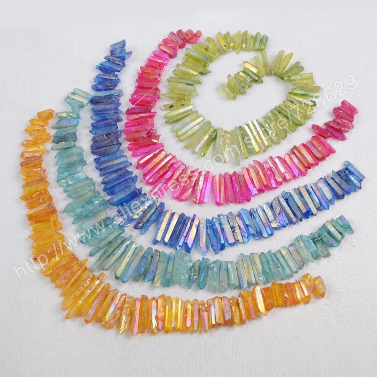 

BOROSA Hot Sale 3Strands/lot Dyed Color Cluster Aura Druzy Quartz Crystal Point Pendant Loose Beads G0167