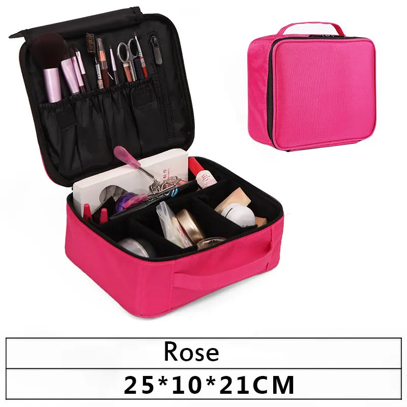 Rose Новая косметичка, чехол для макияжа, для путешествий, большая емкость, профессиональный визажист, косметические кисти, коробка для хранения, сумка-Органайзер - Цвет: Rose