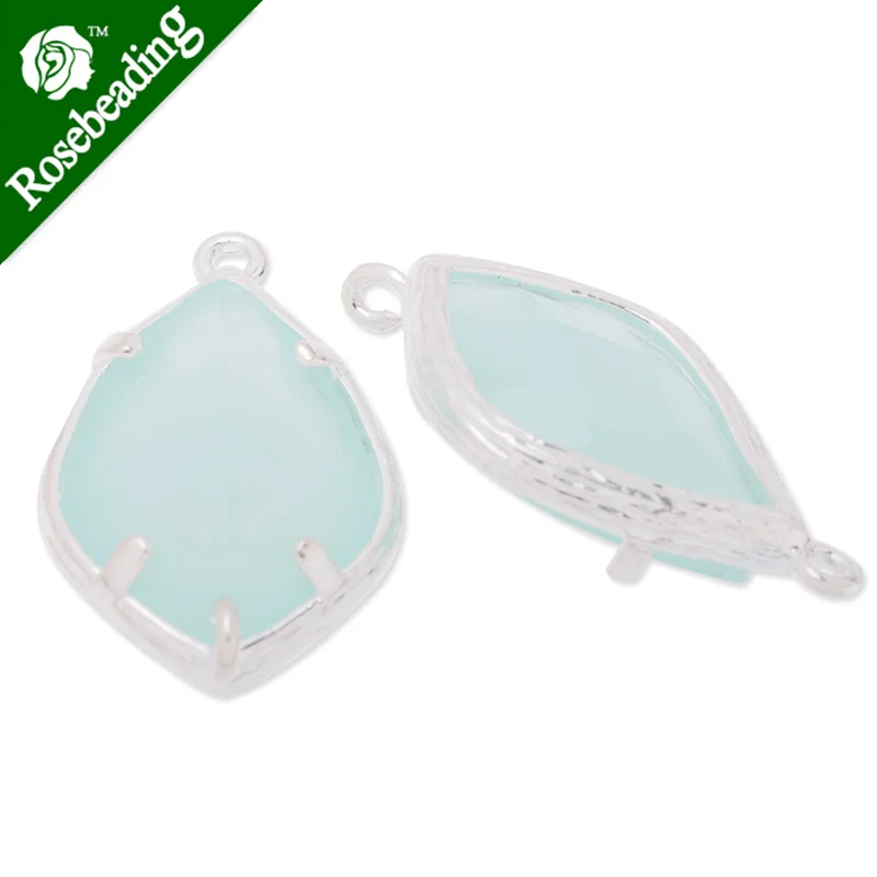 

14x24mm framed glass,metal framed glass,Faceted glass,pacific opal,connectors,gemstone bezel,Sold 5pcs/lot-C3652