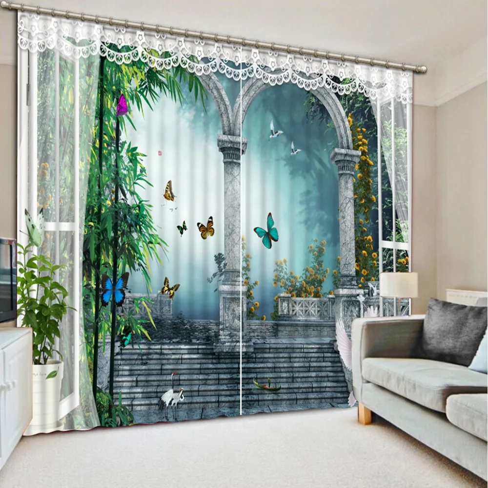 Занавеска на окно бабочка пейзаж Гостиная занавески простые пейзажи красивые