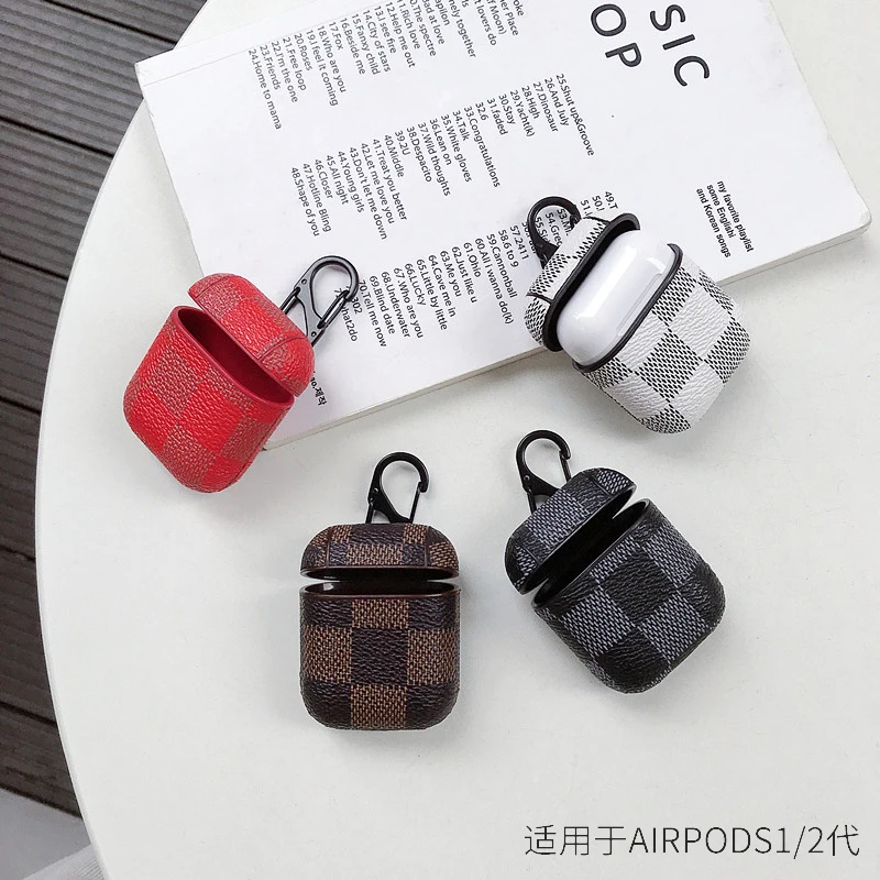 Кожаный защитный чехол с крючком для Apple Airpods 1/2 | Электроника