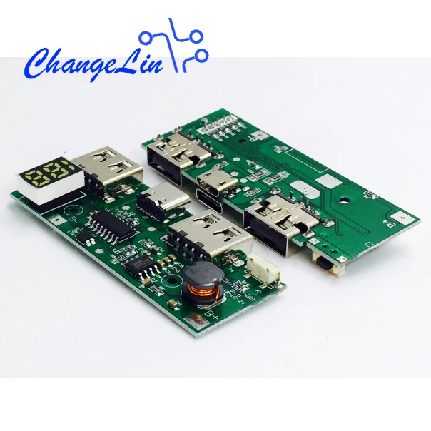 Type C 5V 2.1A Micro PCB мобильный Банк питания печатная плата модуля чехол USB Ультратонкий