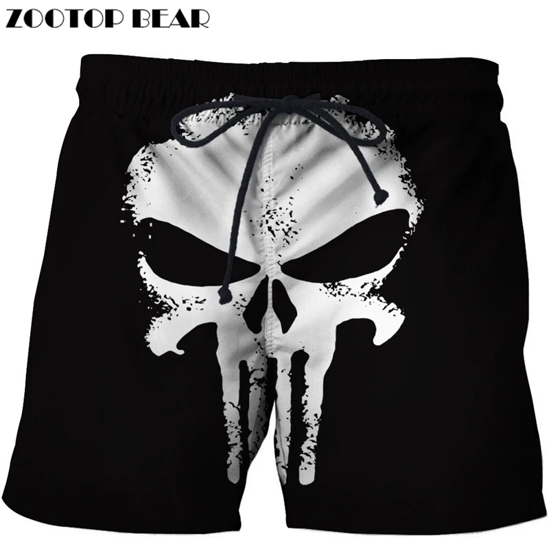 

Anime Skull Beach Shorts Men Pants Black Board Shorts Plage Quick Shorts Streetwear Swimwear 2018 New DropShip ZOOTOP BEAR
