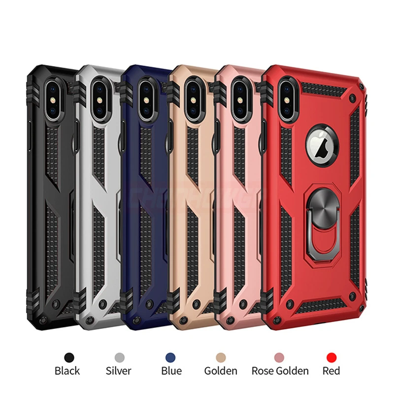 Милитари кольцо Броня Застежка чехол для iPhone XS Max X XR 6 s 7 8 plus + 6p 7p p крышка пряжки