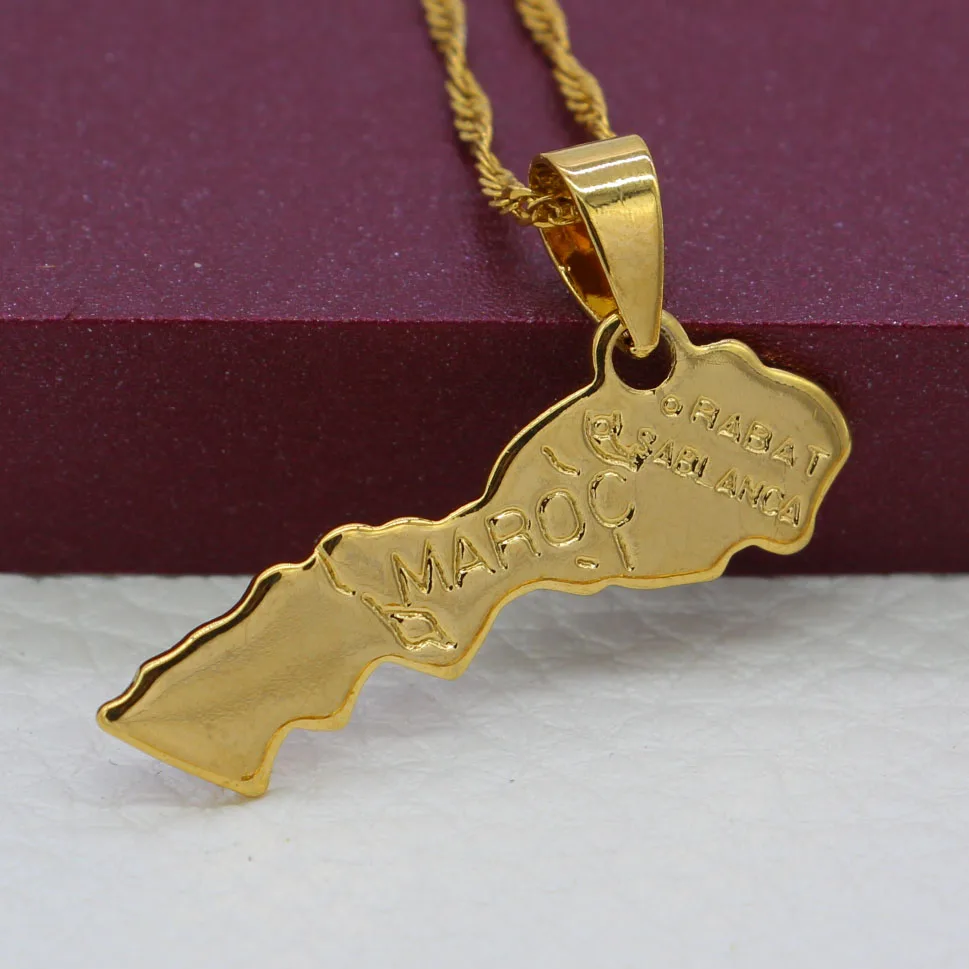 Adixyn Золото Цвет Марокко карта кулон для женщин/мужчин ювелирные изделия оптом