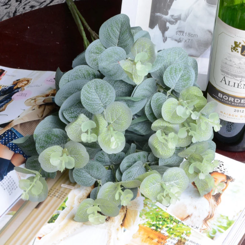 16 головок искусственные лист эвкалипта оставить букет шелковые листья украшения