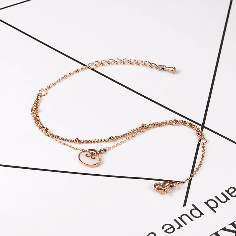 Chinese Peace Lock Bracelet Titanium Steel Material Inlaid Natural Shells Rose Gold Color TrendyFashion Women Jewelry | Украшения и