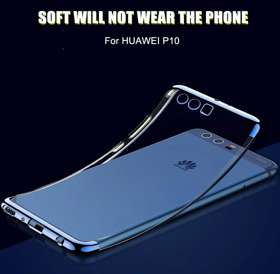 Plating Transparent Case For Huawei P10 Plus Silicone Soft TPU Cover case Luxury Phone Shell Back cover | Мобильные телефоны и