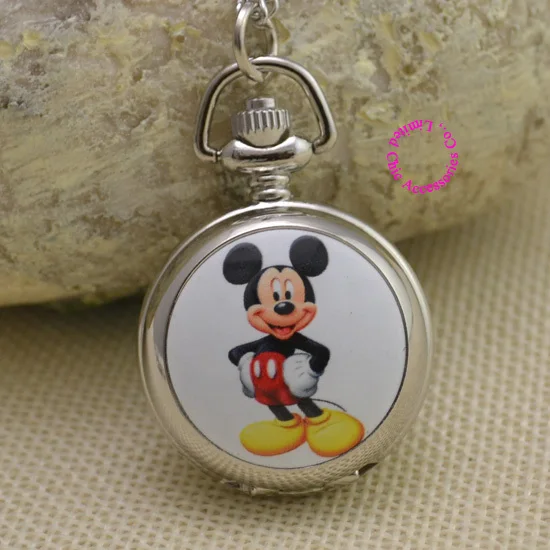 Модные милые изображения мыши кварцевые карманные часы ожерелье девушки женщины