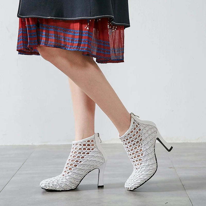 Новинка 2019 женские ажурные ботинки летние ботильоны босоножки на высоком