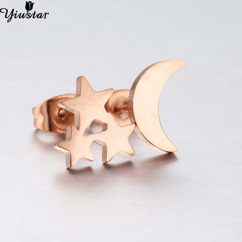 

Серьги-гвоздики Yiustar из нержавеющей стали с изображением луны и звезд