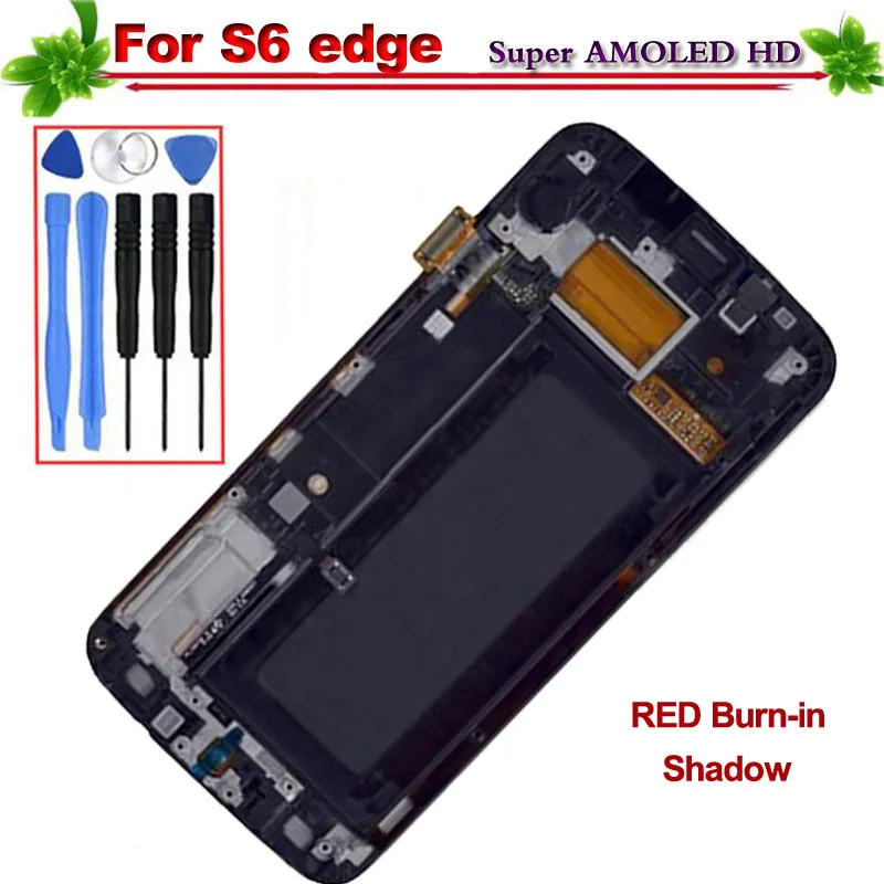 for Samsung Galaxy S6 Edge G925 G925F Lcd Display With Frame Touch Screen Digitizer Assembly Replacement Red Burn-in Shadow | Мобильные