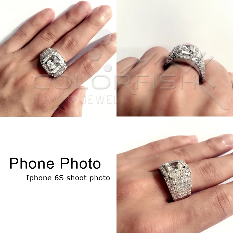 Мужское кольцо из стерлингового серебра 925 пробы с цветными рыбами 2 5 карата