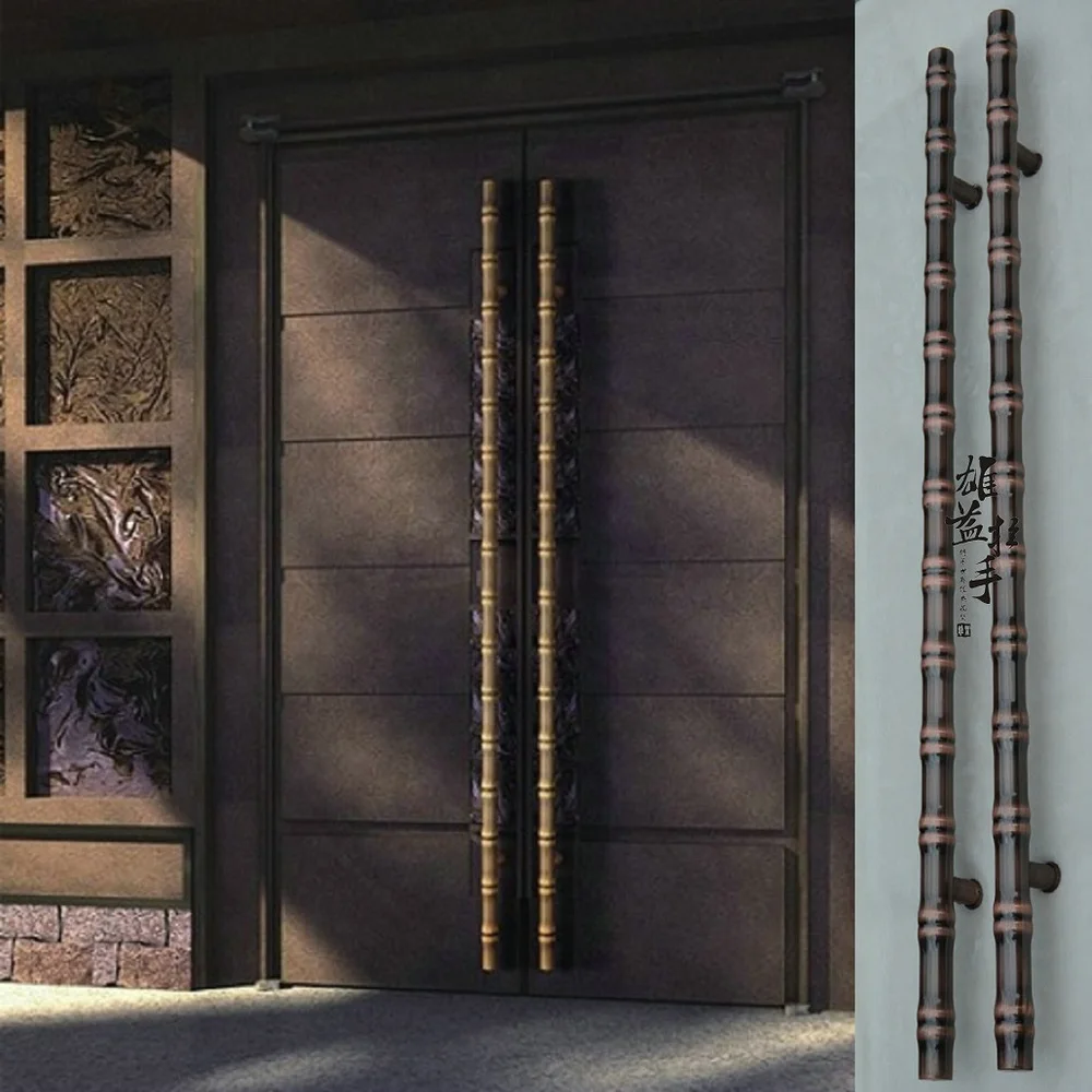 Китайская антикварная бамбуковая стеклянная дверная ручка из нержавеющей стали