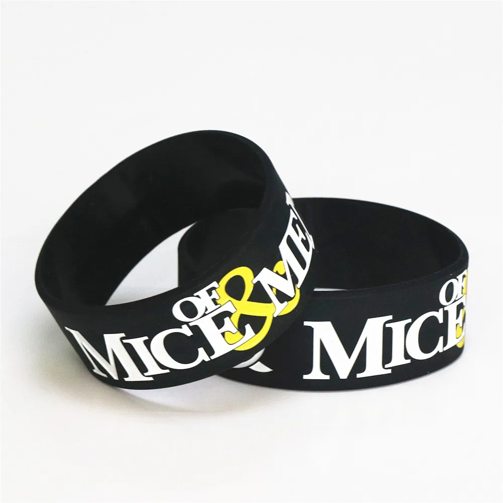 

Fashion 1PC Black Color OF MICE AND MEN Silicone Wide Debossed Wristband Rubber Bracelet Bangles for Fans Gift Armbands SH089