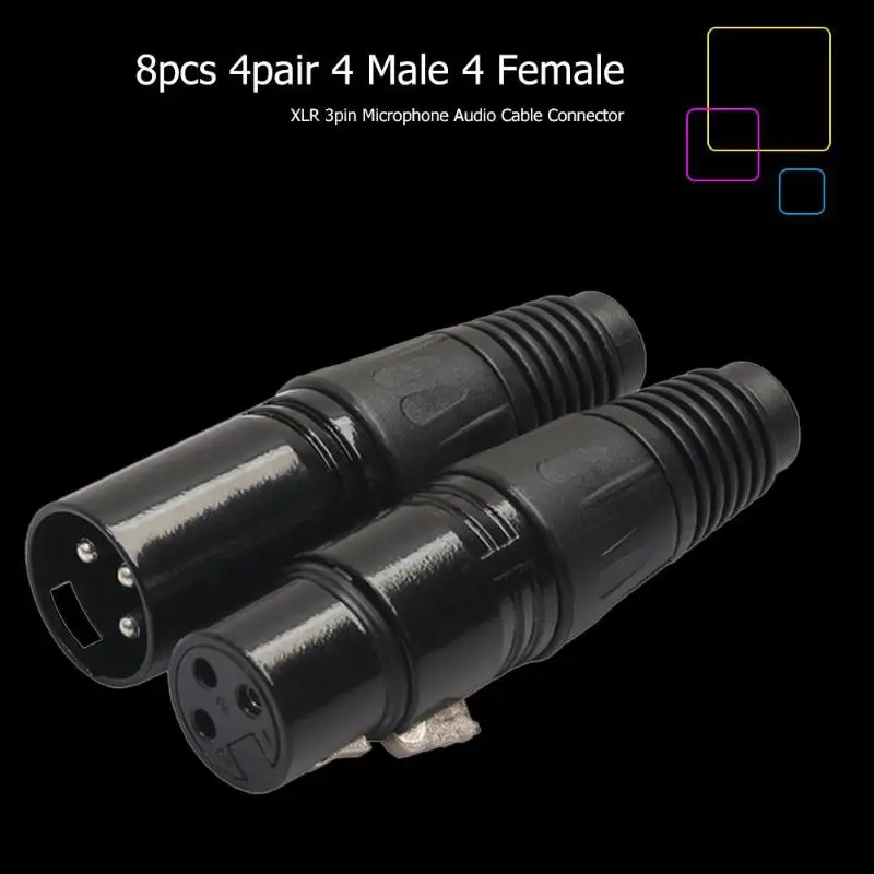 Разъемы XLR 3Pin для микрофона черные 8 шт. 4 штекера гнезда кабеля сделай