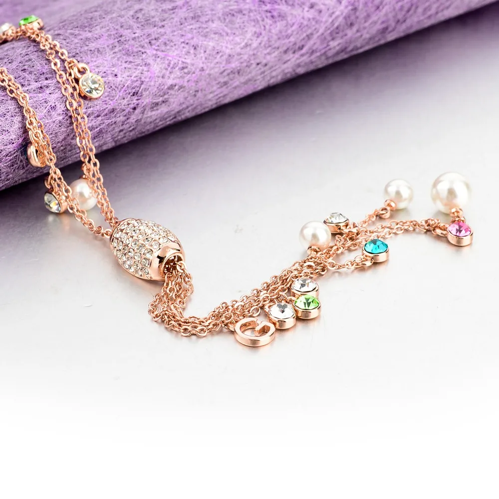 Женское многоцветное колье с подвеской в виде кисточки LongWay длинное золотистого