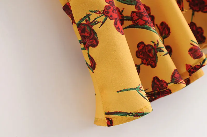 Женская Мода глубоким v образным вырезом цветочный принт drawstring оборками Блузки