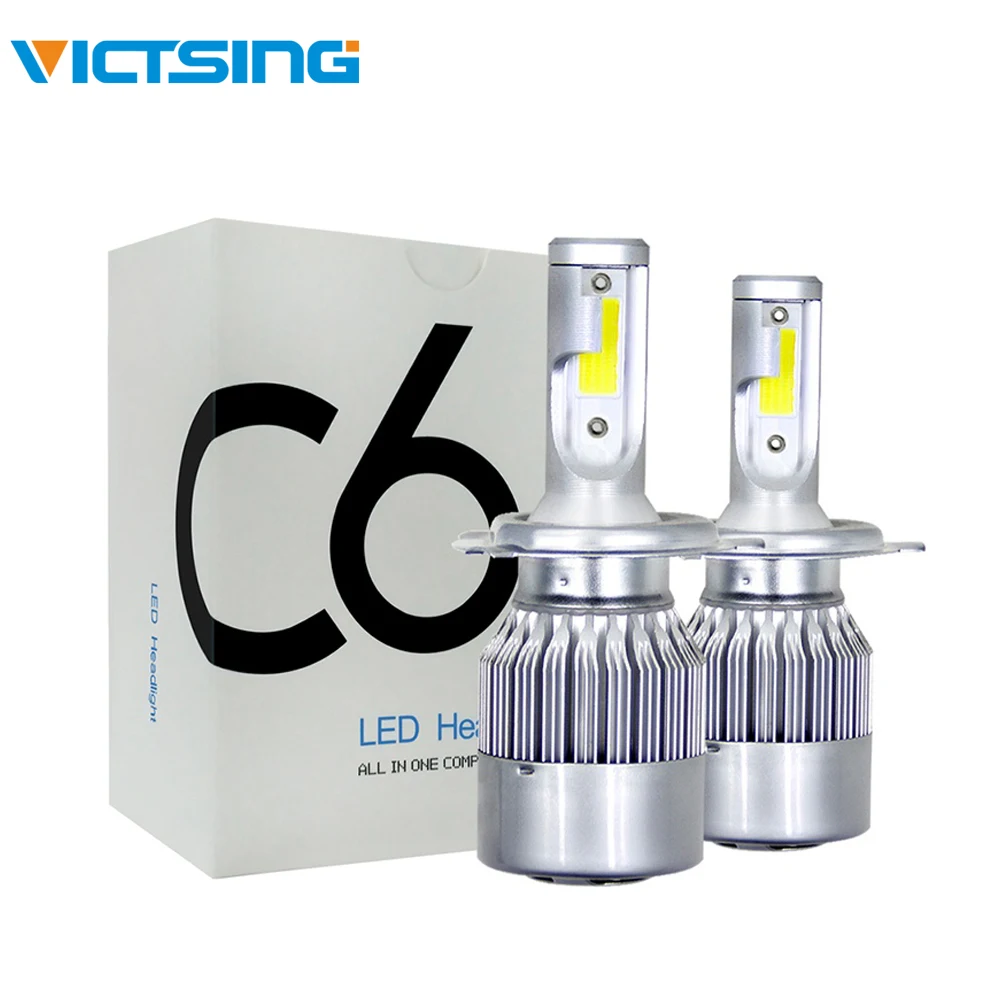 VicTsing 2 шт. Авто C6 H4 Светодиодные Автомобильные фары 2019 прожекторы COB светодиодные