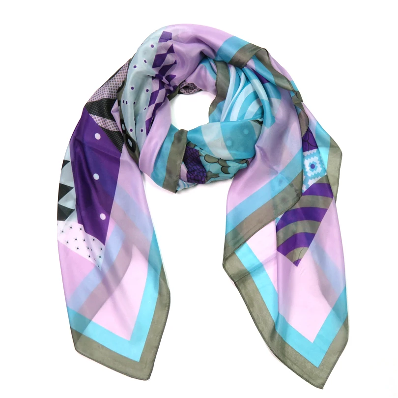 Scarf For Women Large Square Polyester Geometric Ladies Bandana Summer Pashminas Shawl Wrap Muslim Hijab Scarves Female Lencos | Аксессуары