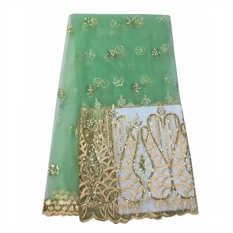 African lace fabric embroidered French with sequins good quality net for wedding dress in royalbule YJ43-46 | Дом и сад