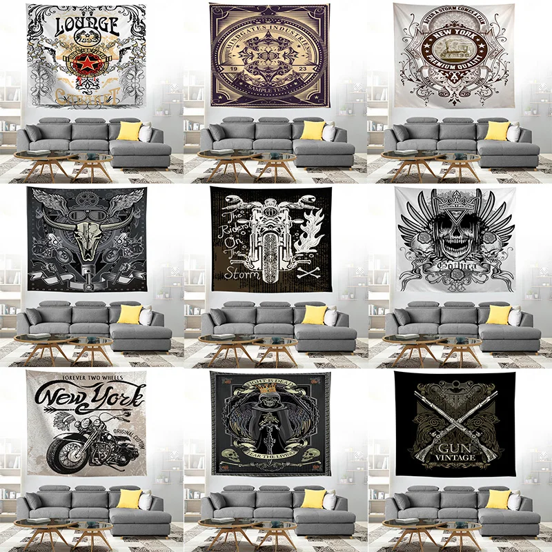 ZEIMON Новый Ретро настенный гобелен Череп/пистолет домашний декор Йога пляжное